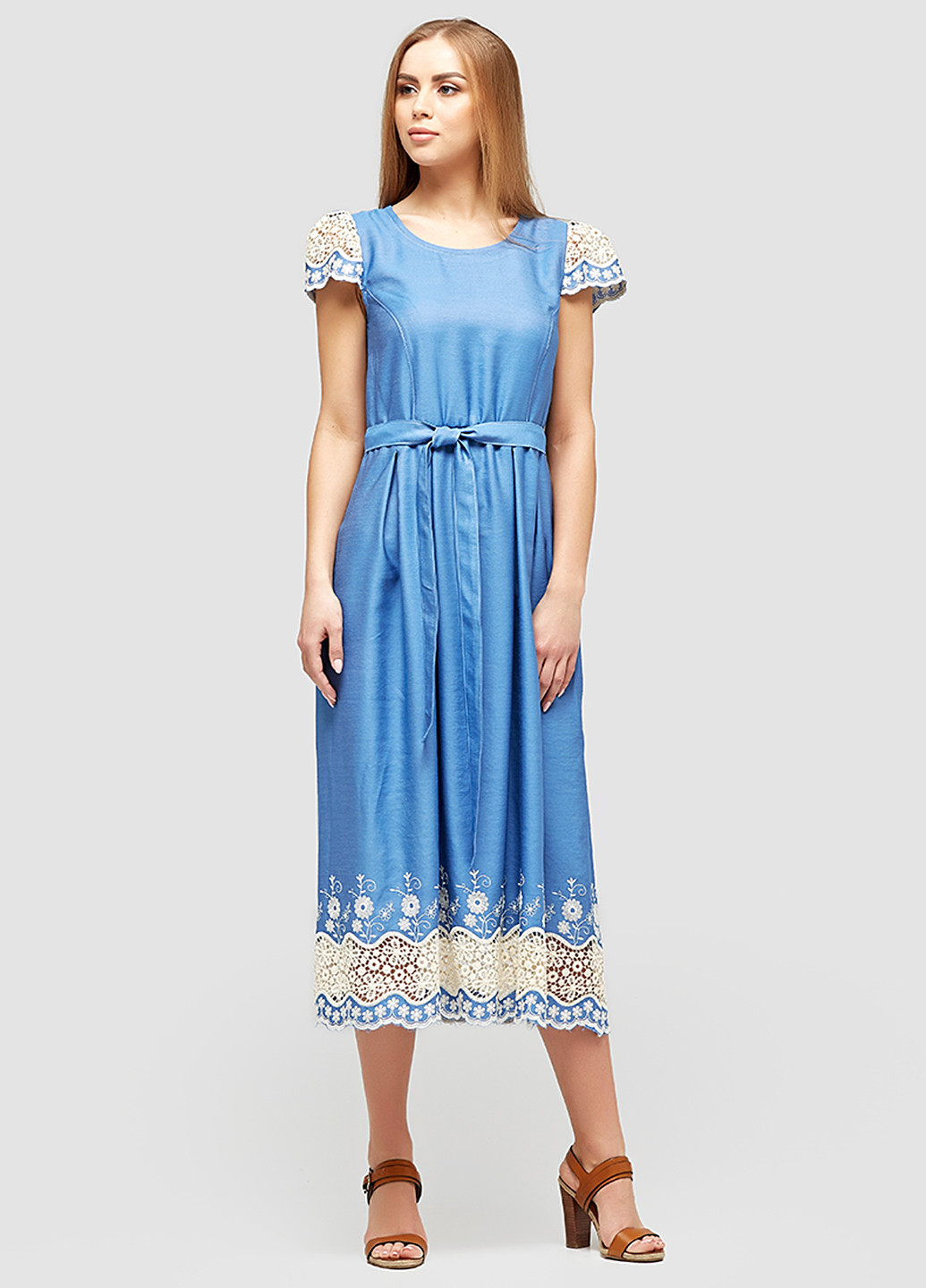 Блакитна кежуал сукня DANNA з абстрактним візерунком