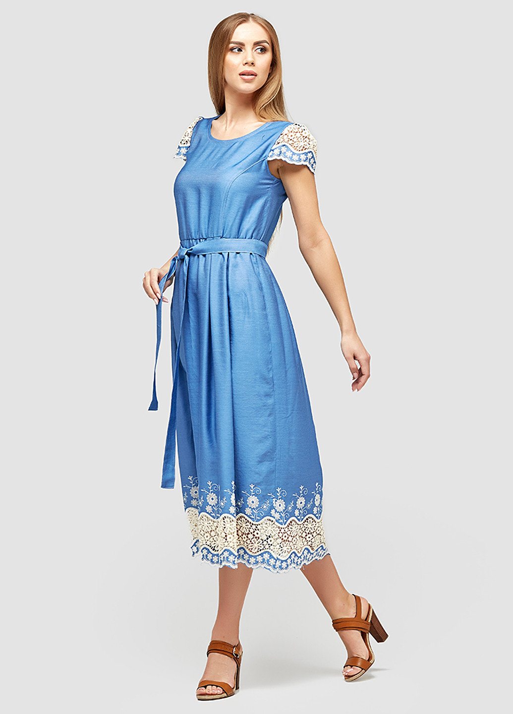 Голубое кэжуал платье DANNA с абстрактным узором
