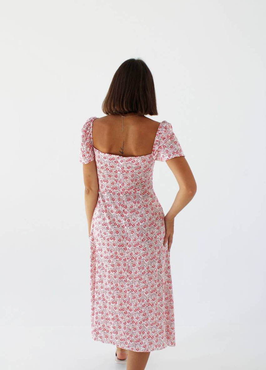 Молочное кэжуал платье Ромашка с цветочным принтом