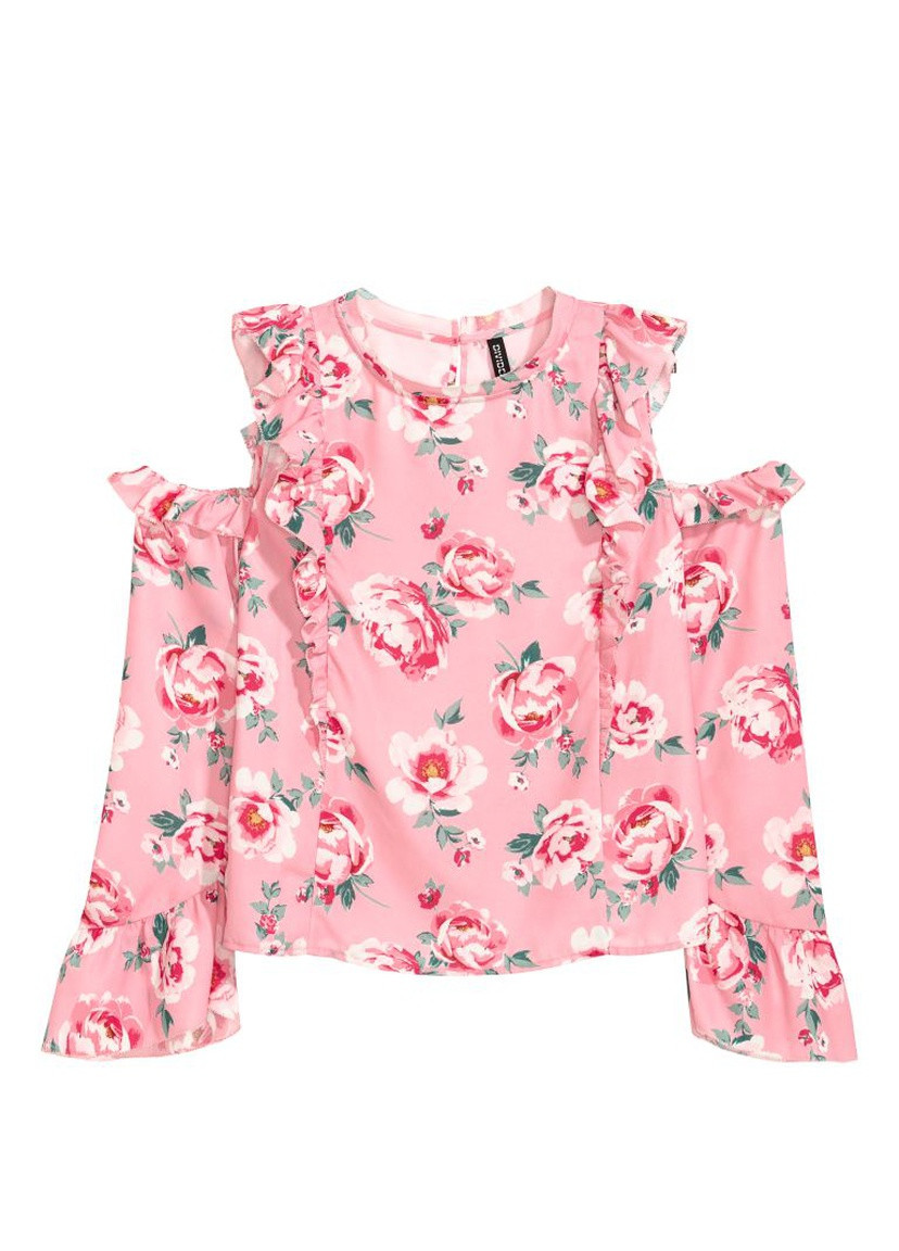 Рожева літня блузка з відкритими плечима H&M