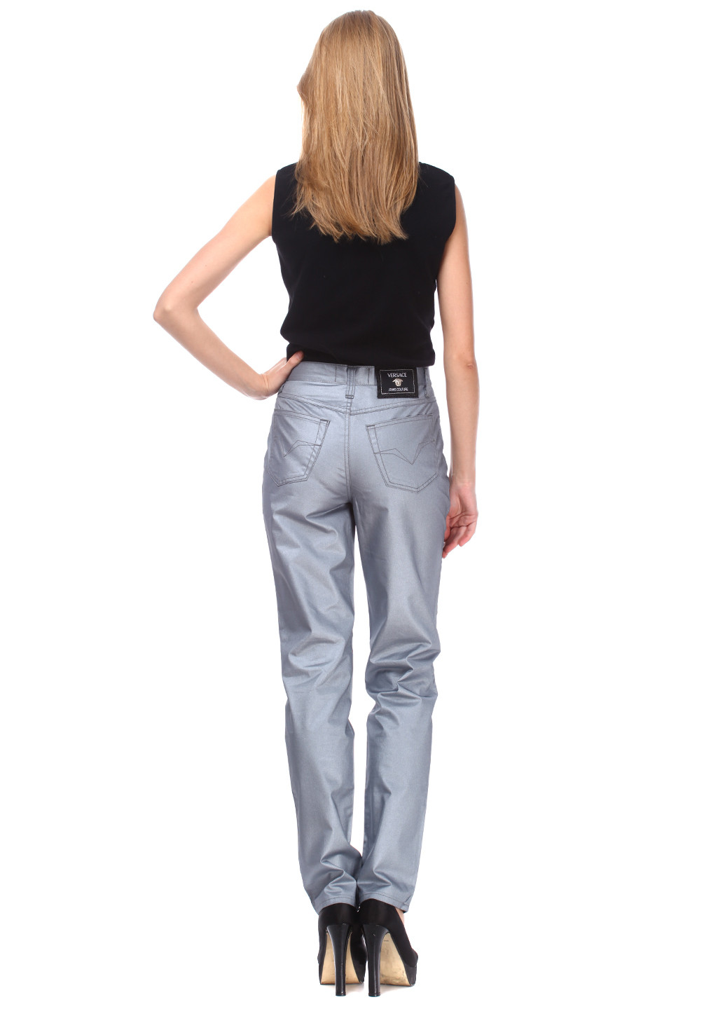 Серые кэжуал демисезонные прямые брюки Versace