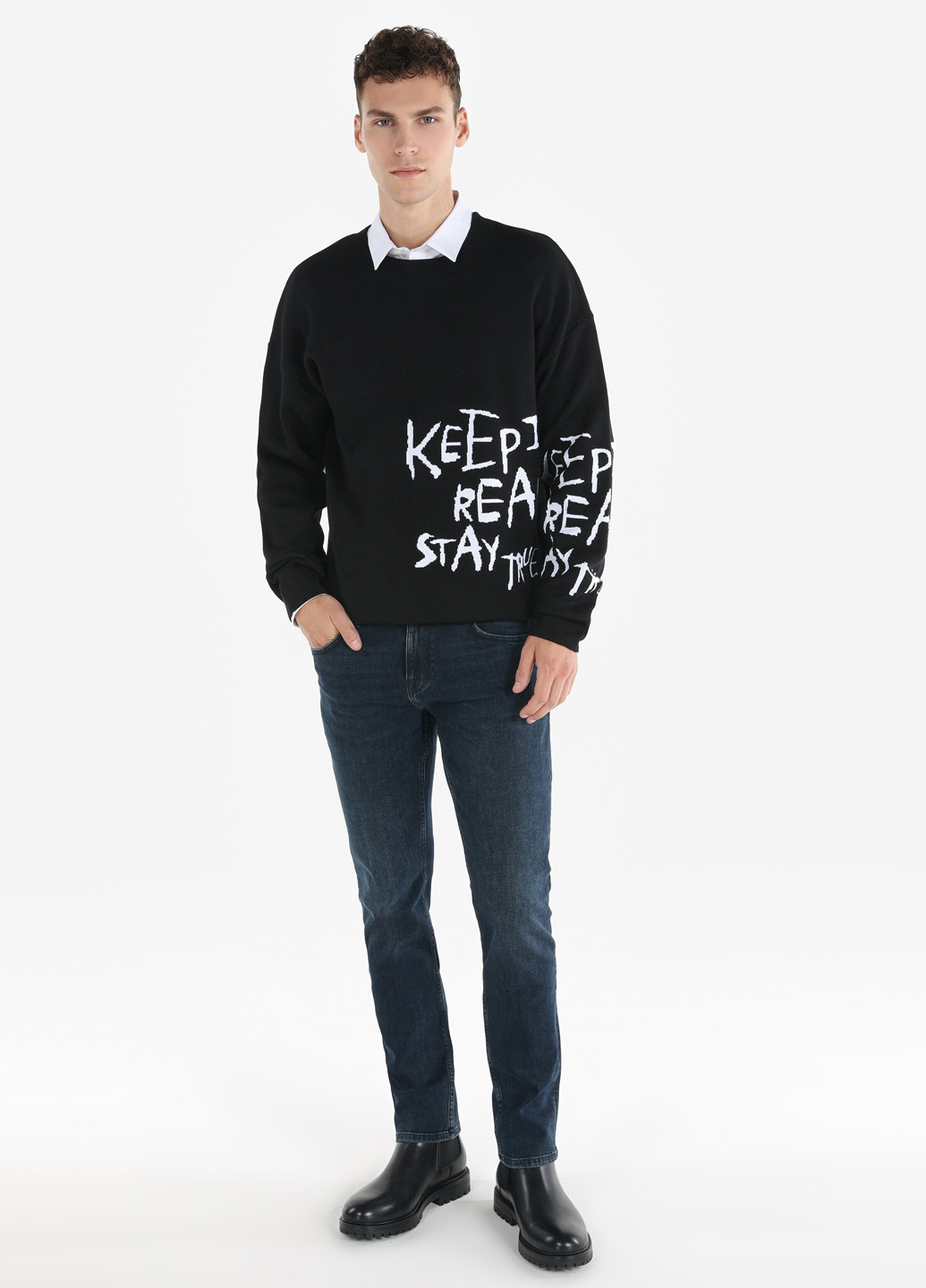 Чорний зимовий светр джемпер Colin's