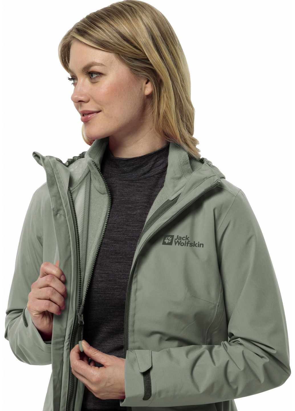 Серо-зеленая демисезонная куртка Jack Wolfskin 1115621_4137