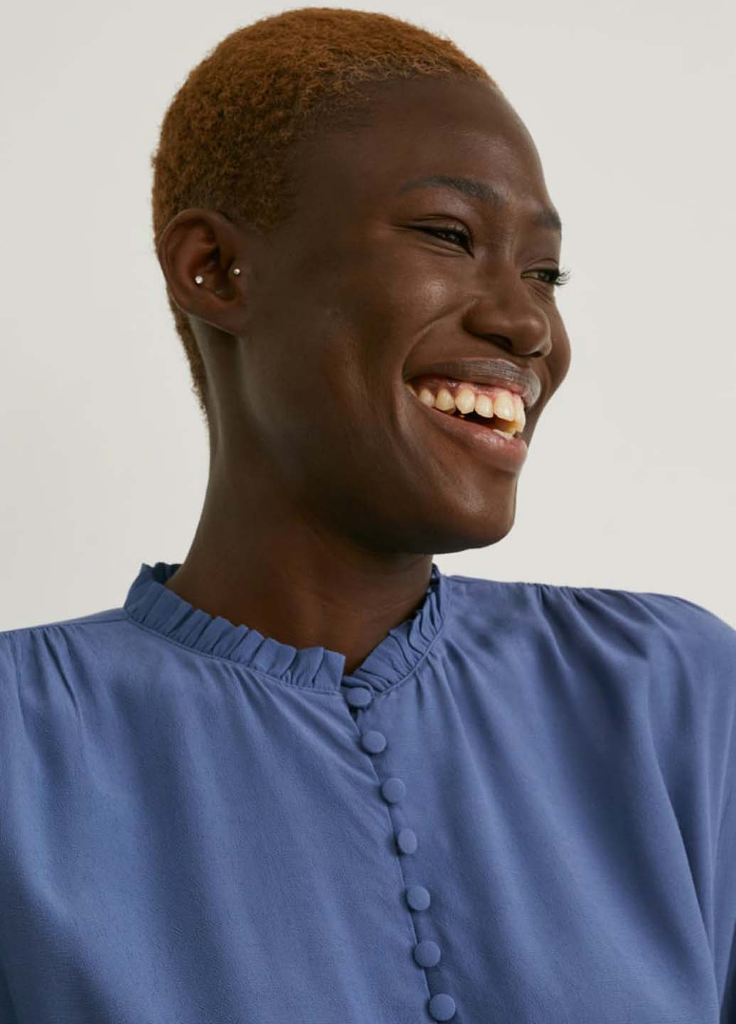 Синее кэжуал платье клеш C&A однотонное