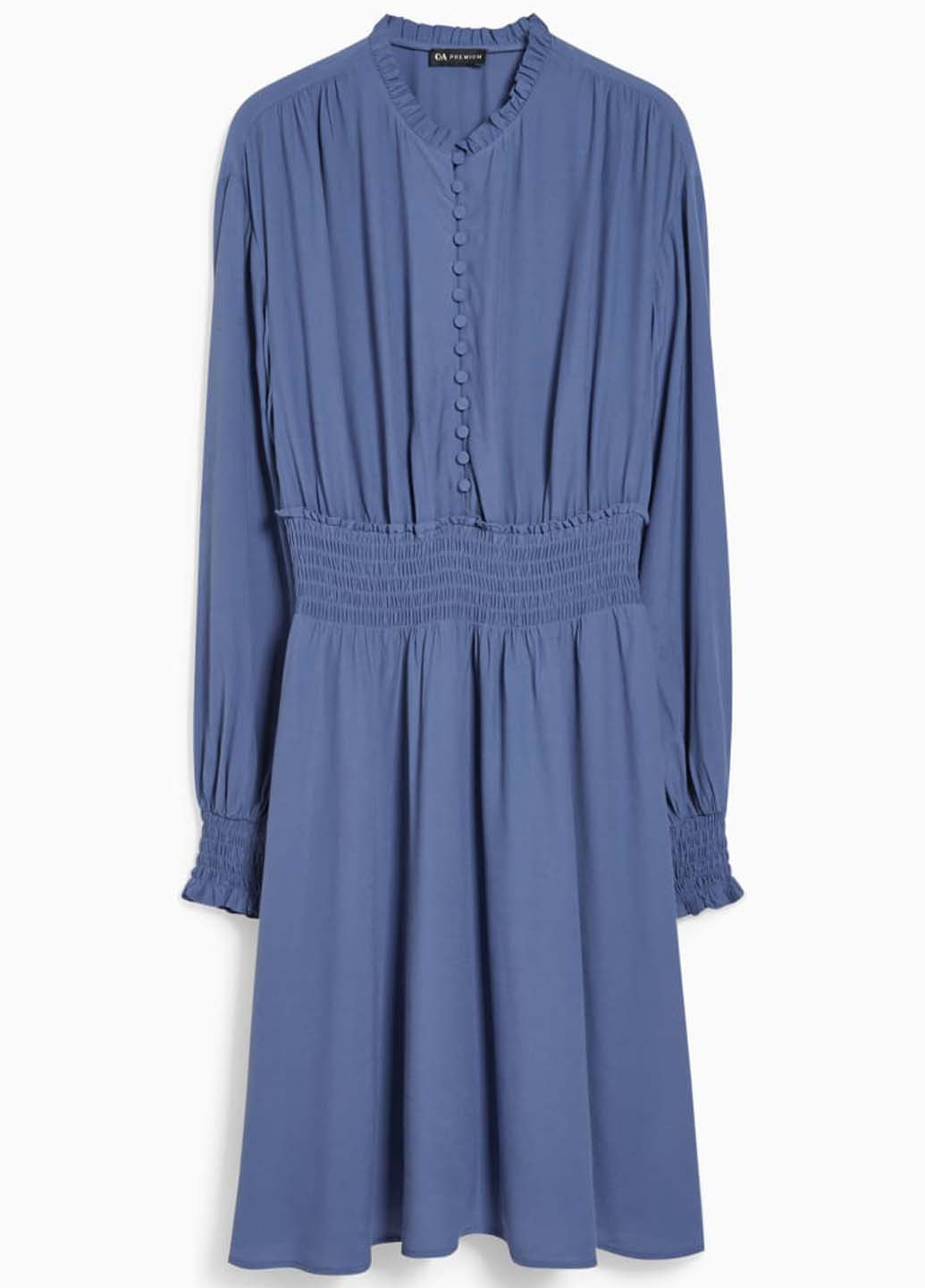 Синее кэжуал платье клеш C&A однотонное