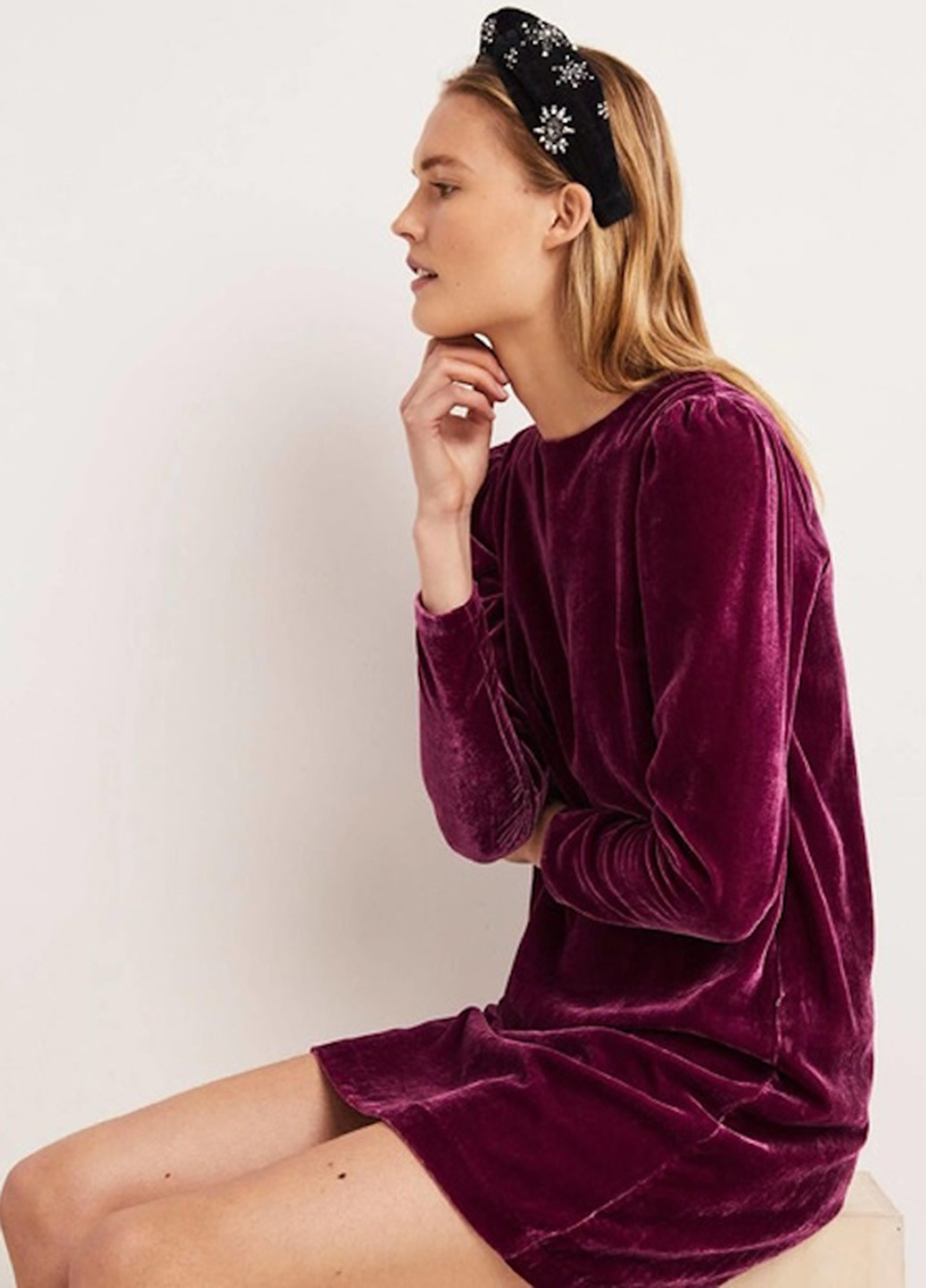 Бордовое коктейльное, кэжуал платье с открытой спиной Boden однотонное