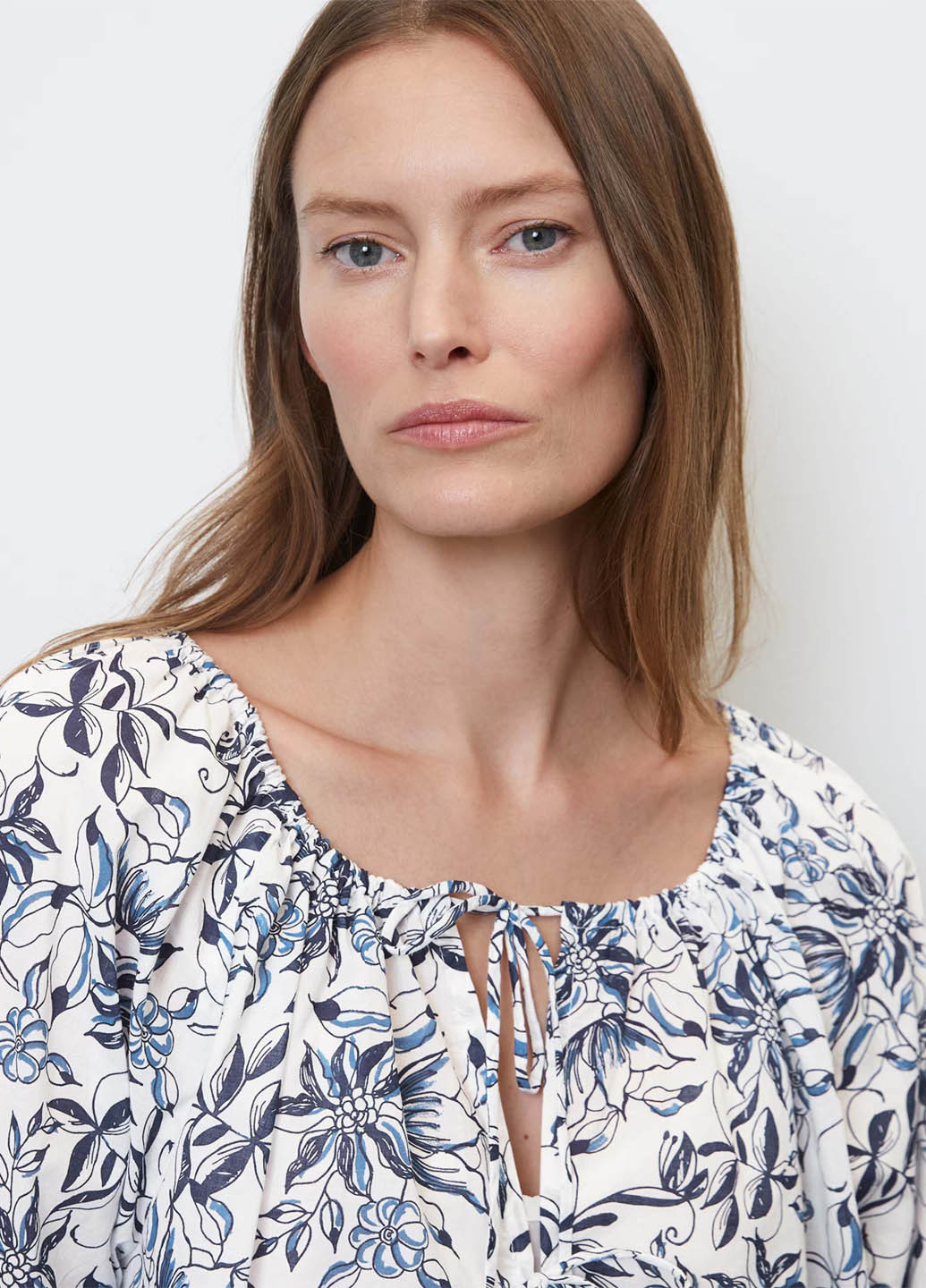 Молочное кэжуал платье а-силуэт Marc O'Polo с цветочным принтом