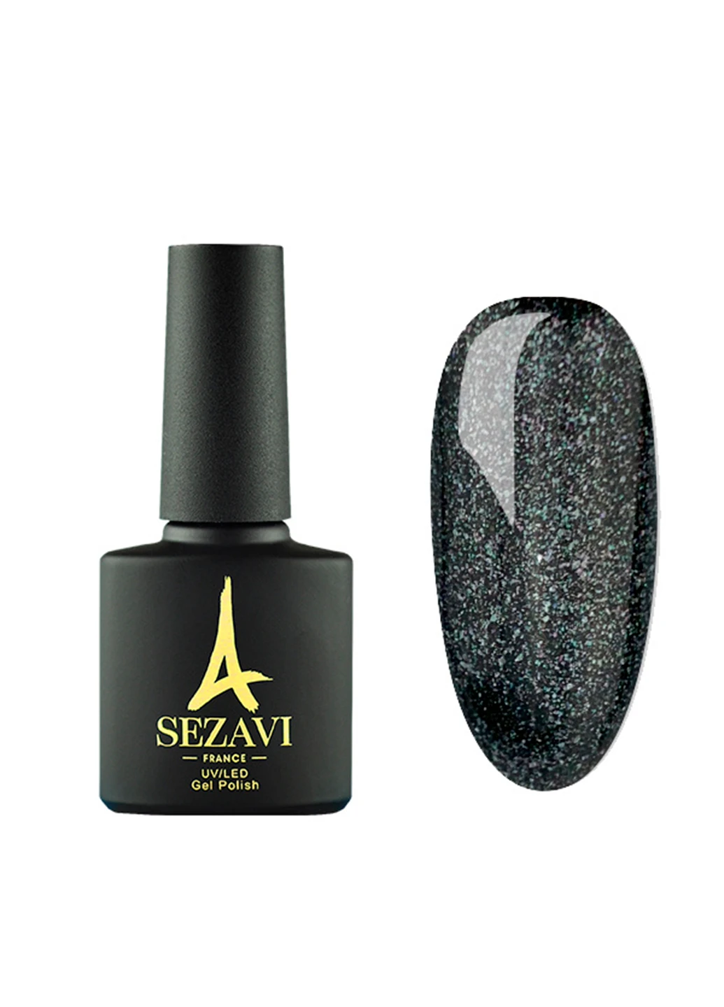 ГЕЛЬ-ЛАК Haute Couture №HC110 (димовий чорний з сірим маленьким глітером), 8мл SEZAVI (215313121)