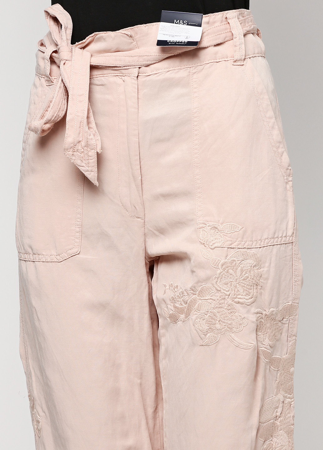 Бежевые кэжуал летние брюки Marks & Spencer