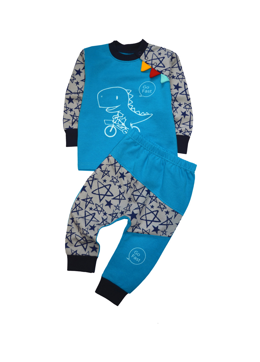 Серо-голубой демисезонный костюм (свитшот, брюки) брючный BabiesBerries