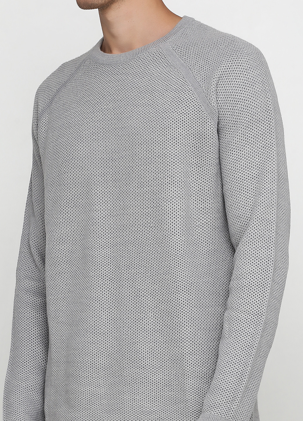 Свитшот H&M - Прямой крой меланж серый кэжуал - (147946050)