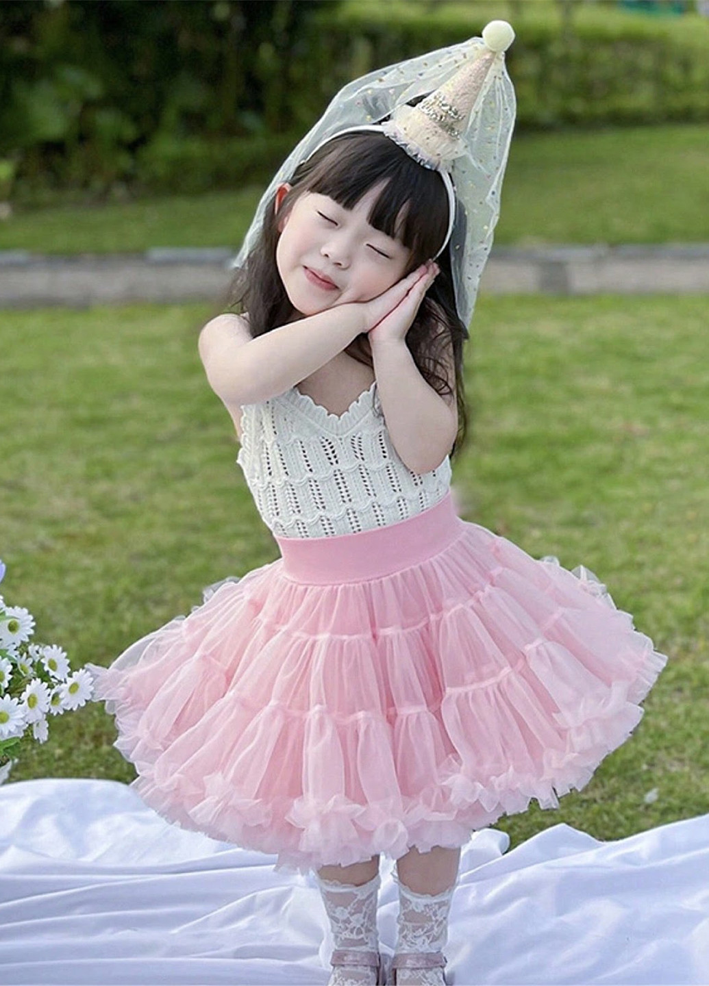 Светло-розовая праздничный однотонная юбка SHEIN пышная