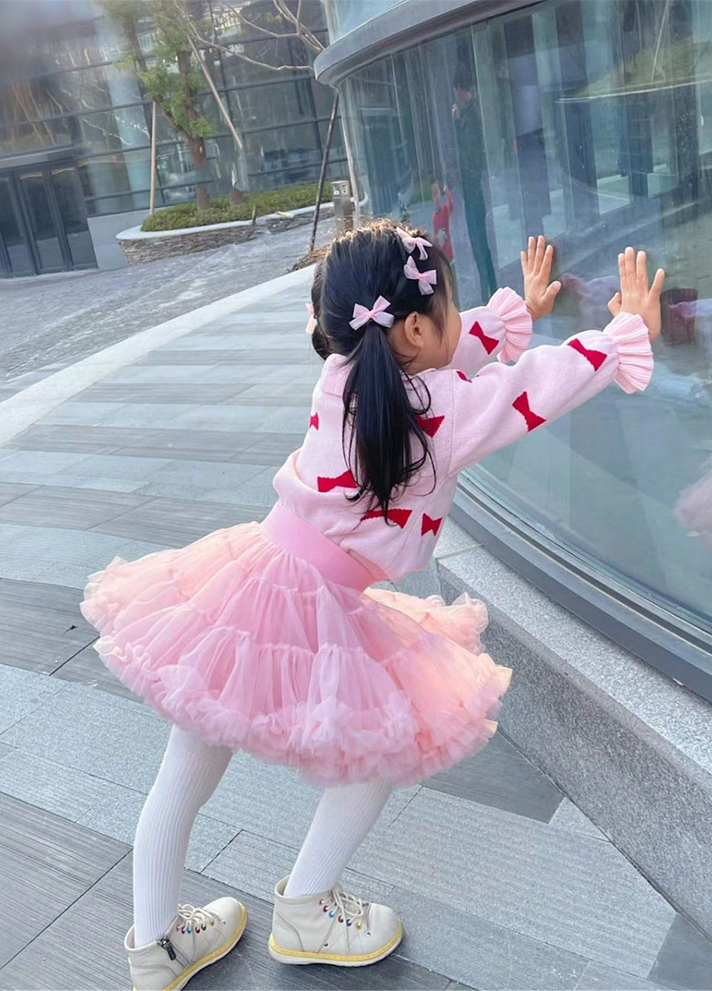 Светло-розовая праздничный однотонная юбка SHEIN пышная