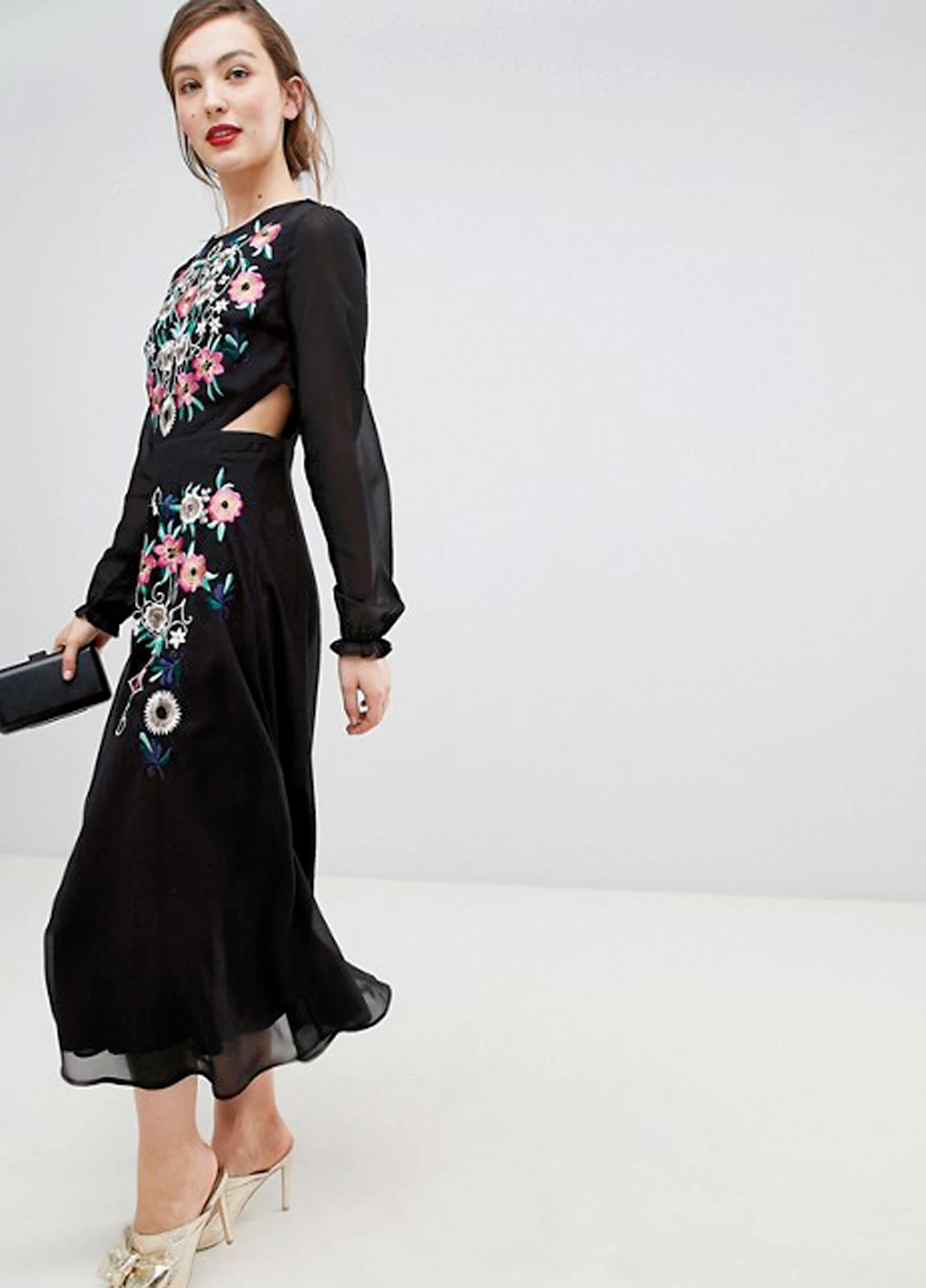 Чорна кежуал футболка міді Frock and Frill однотонна