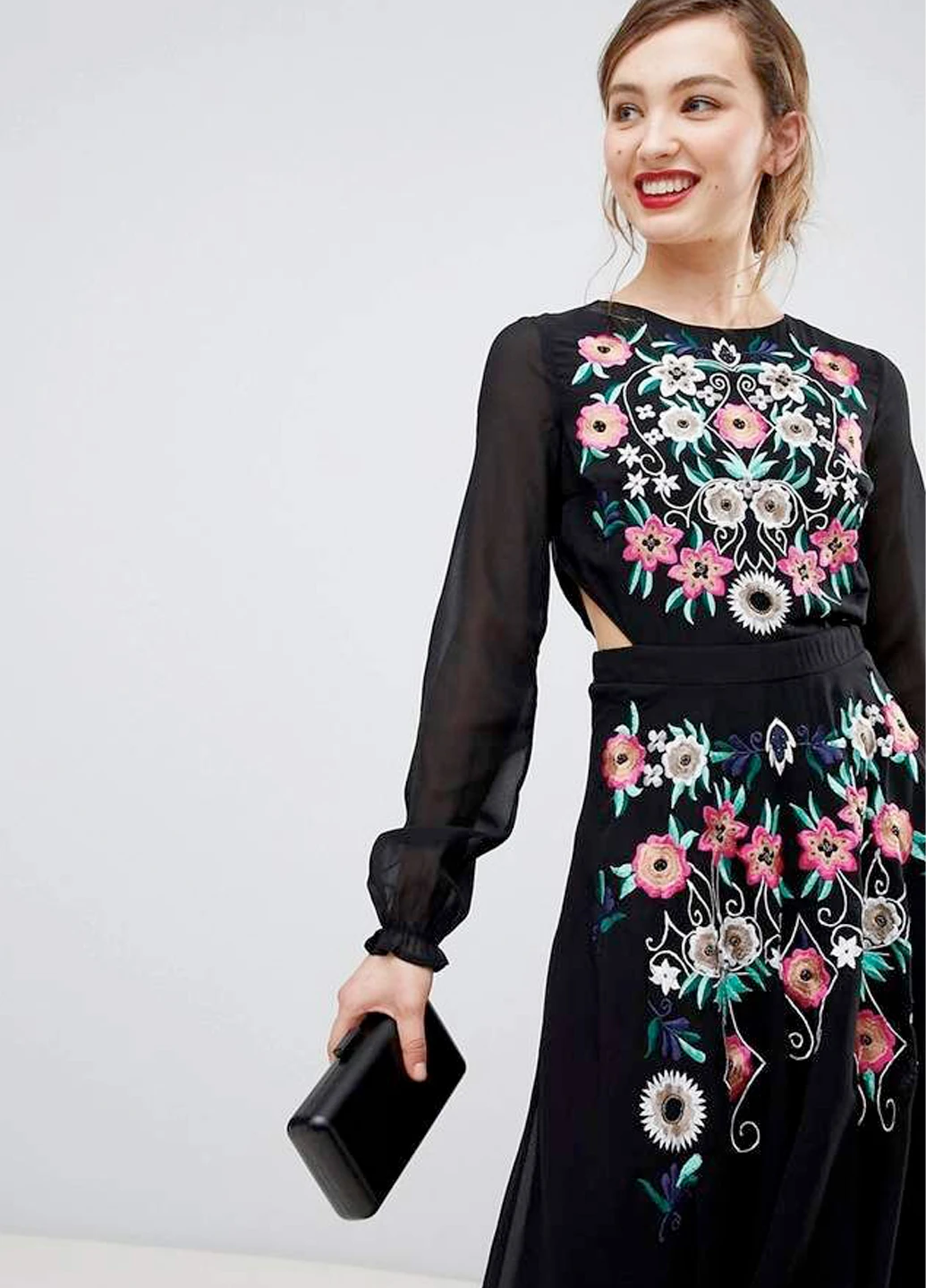 Чорна кежуал футболка міді Frock and Frill однотонна