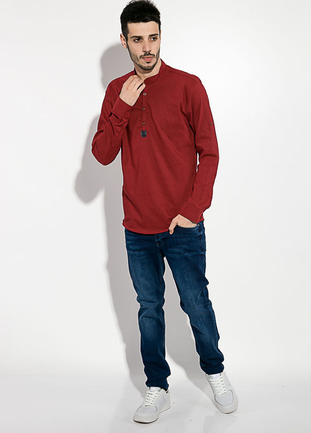 Бордовая кэжуал рубашка Time of Style с длинным рукавом