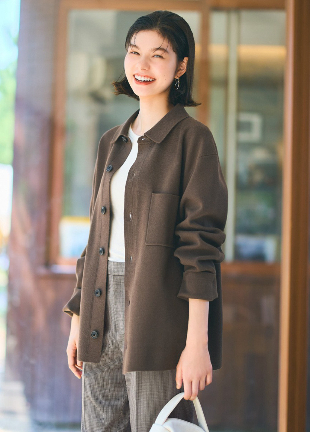 Коричневый демисезонный кардиган Uniqlo