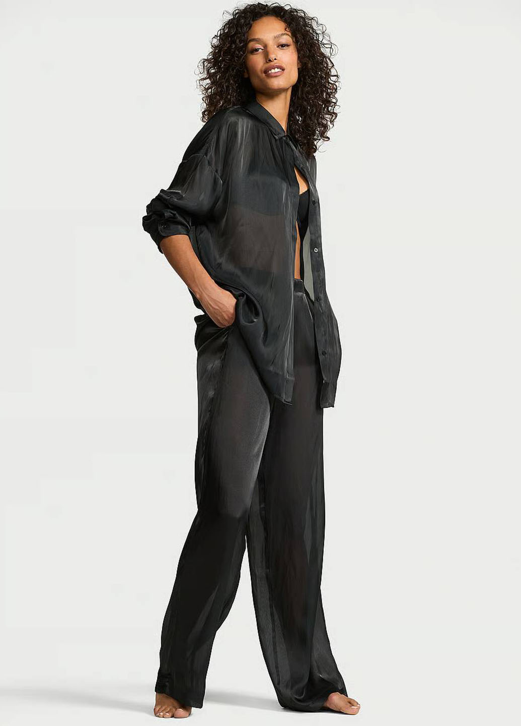 Чорна всесезон піжама (сорочка, штани) сорочка + брюки Victoria's Secret