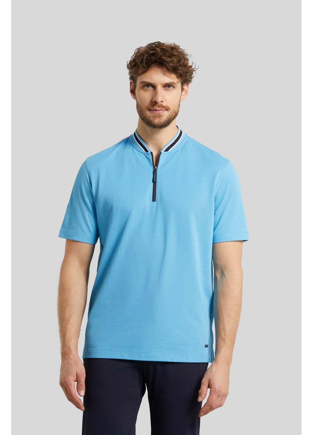 Голубой футболка-мужское поло голубой для мужчин Bugatti в полоску
