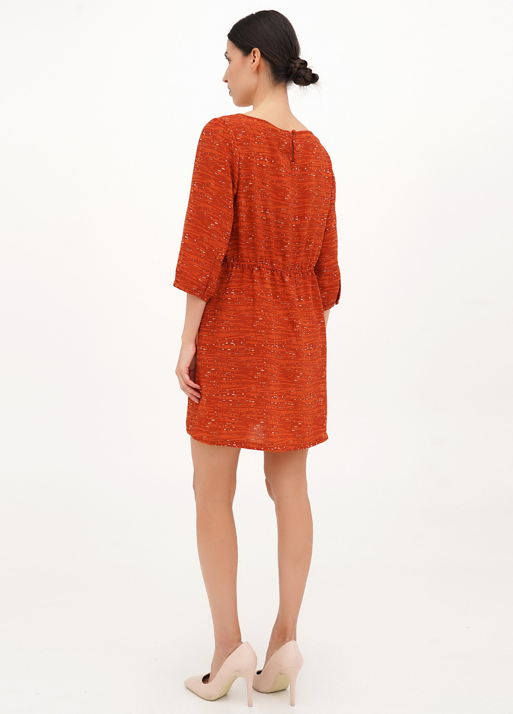 Медное кэжуал платье клеш Babylon с абстрактным узором