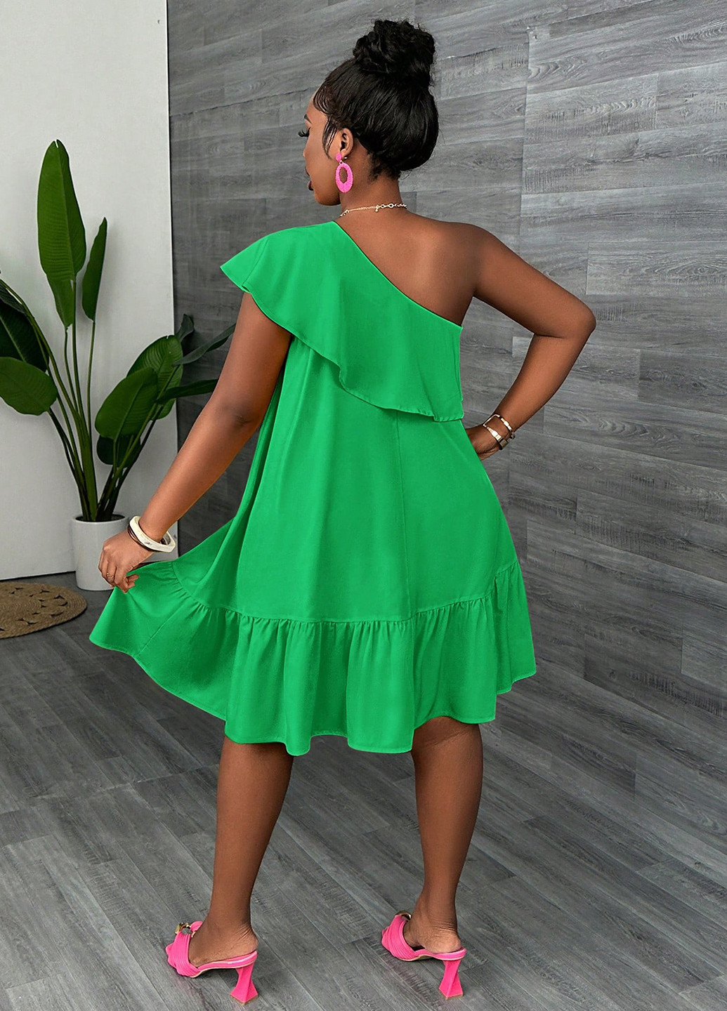 Зелена кежуал сукня а-силует SHEIN однотонна