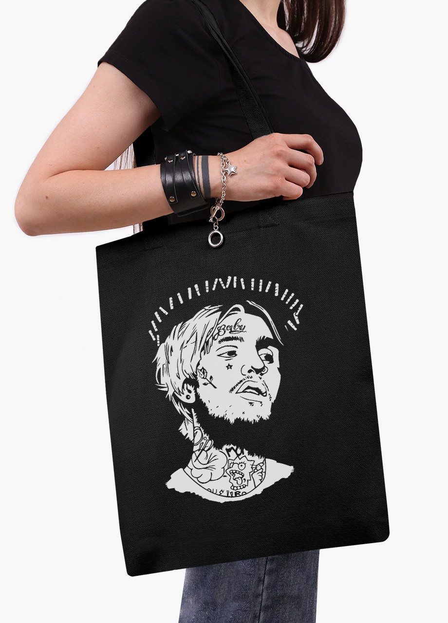 Еко сумка шоппер черная Лил Пип (Lil Peep) на молнии (9227-2634-BKZ) MobiPrint (236265576)