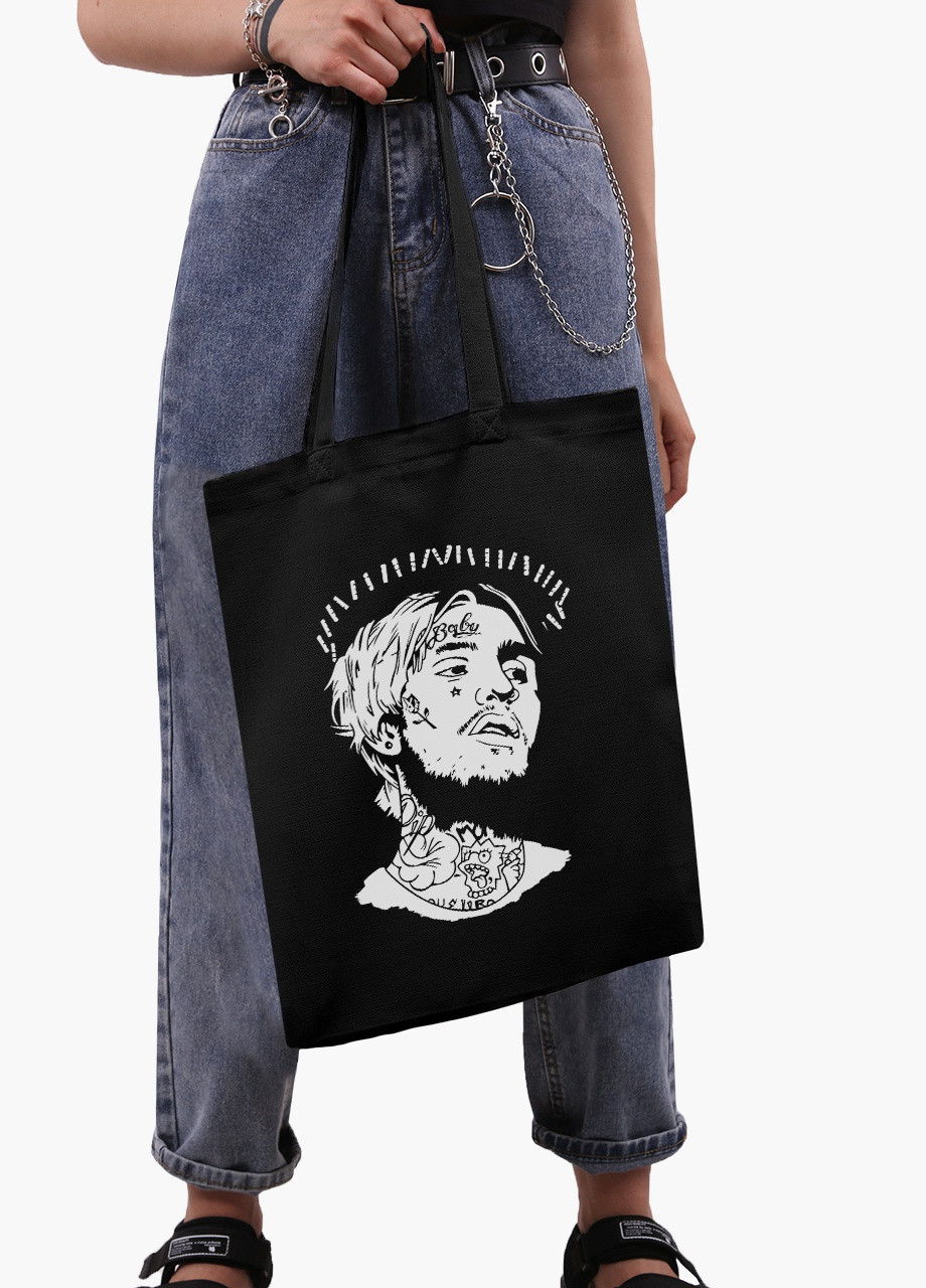 Еко сумка шоппер черная Лил Пип (Lil Peep) на молнии (9227-2634-BKZ) MobiPrint (236265576)