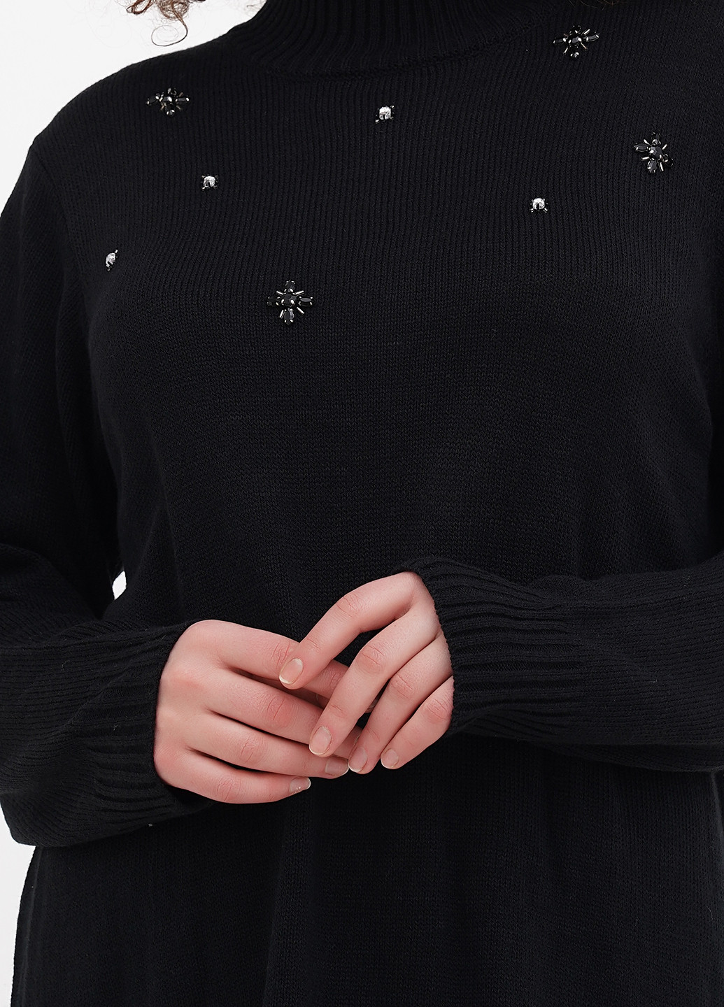Черное кэжуал платье платье-свитер Signature Collection однотонное
