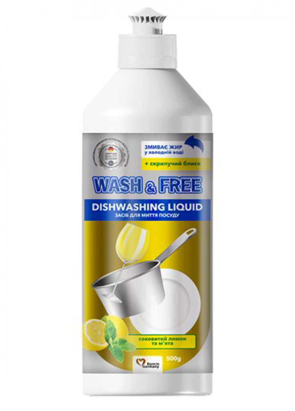 Средство для мытья посуды лимон и мята 500г WASH & FREE (254211783)