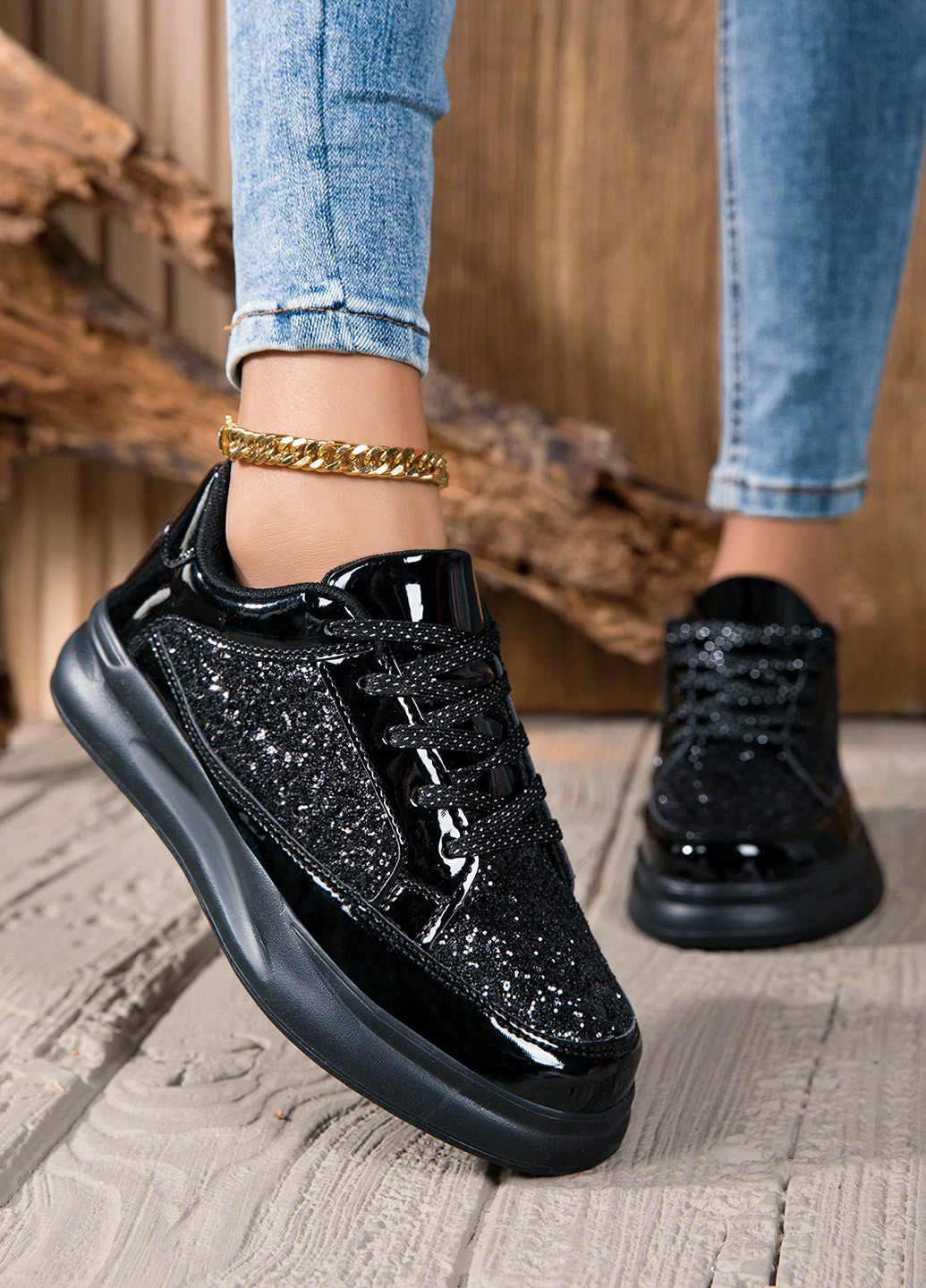 Кроссовки SHEIN чёрные демисезоны (342964972)