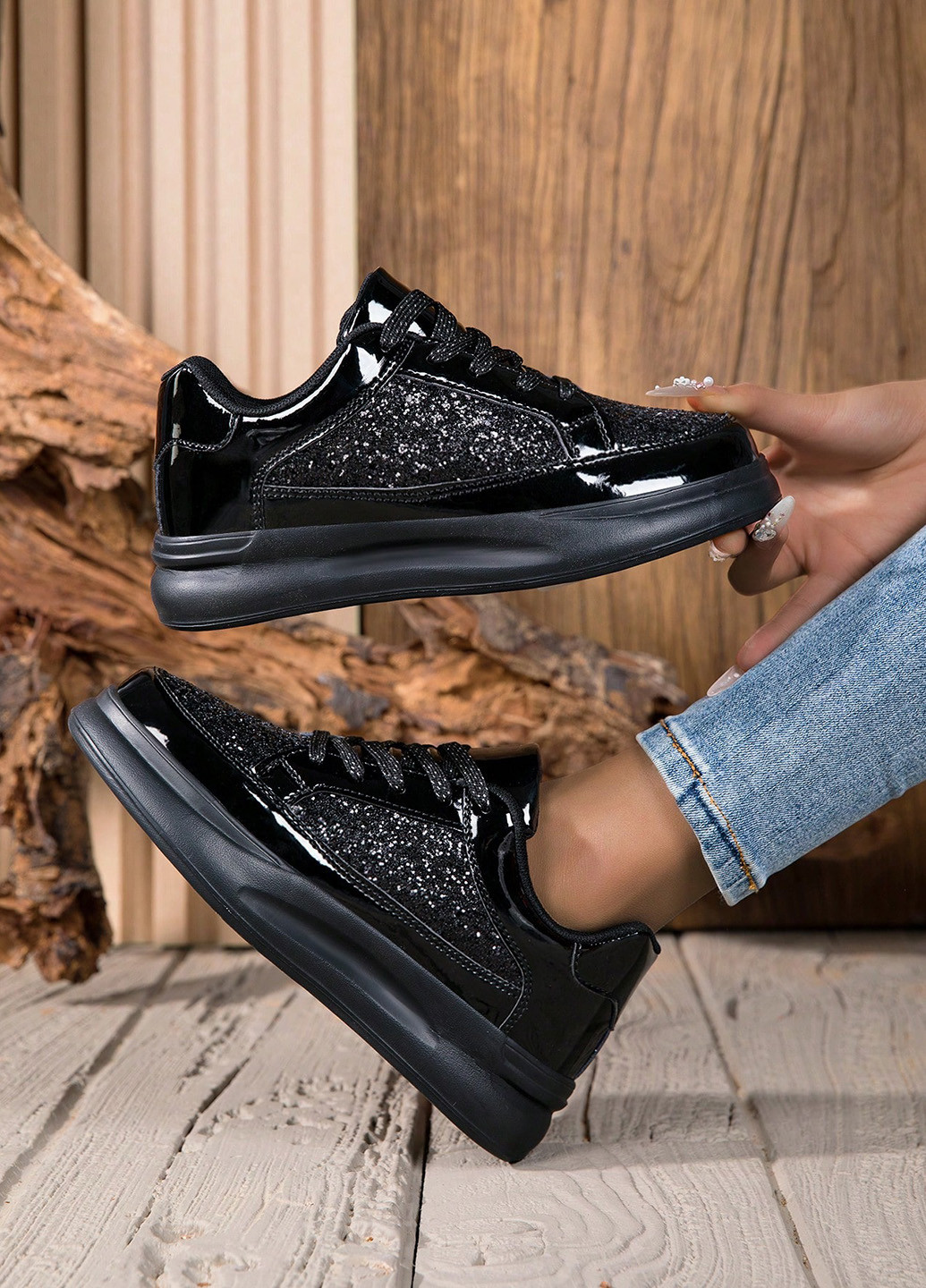 Кроссовки SHEIN чёрные демисезоны (342964972)