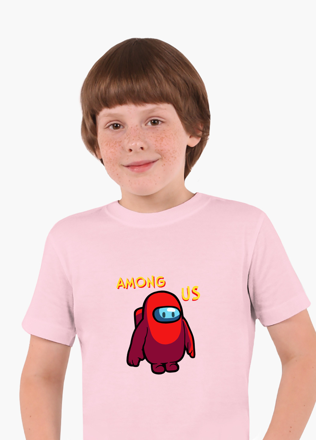 Розовая демисезонная футболка детская амонг ас красный (among us red)(9224-2411) MobiPrint