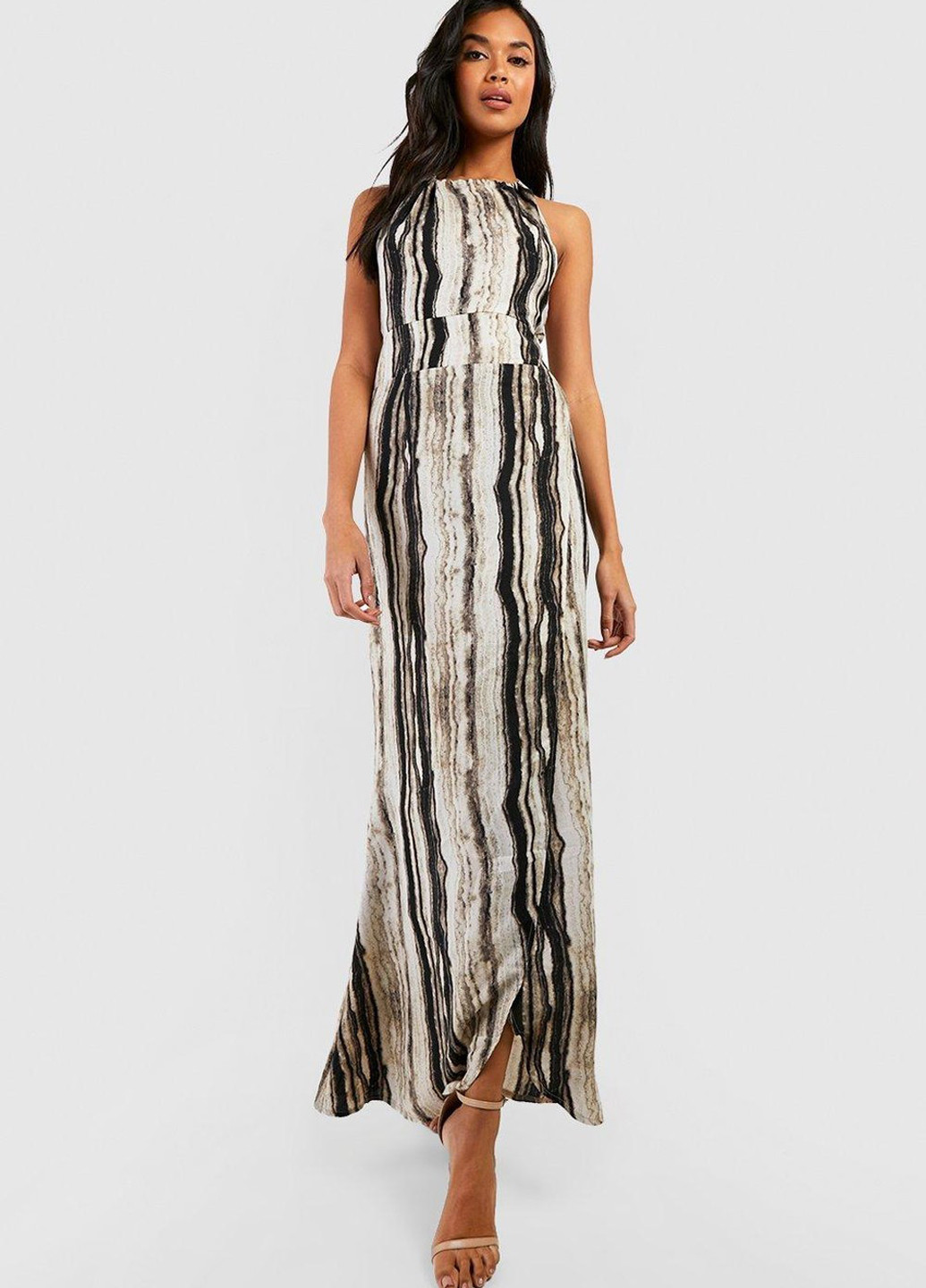 Комбинированное кэжуал платье с открытой спиной Boohoo колор блок