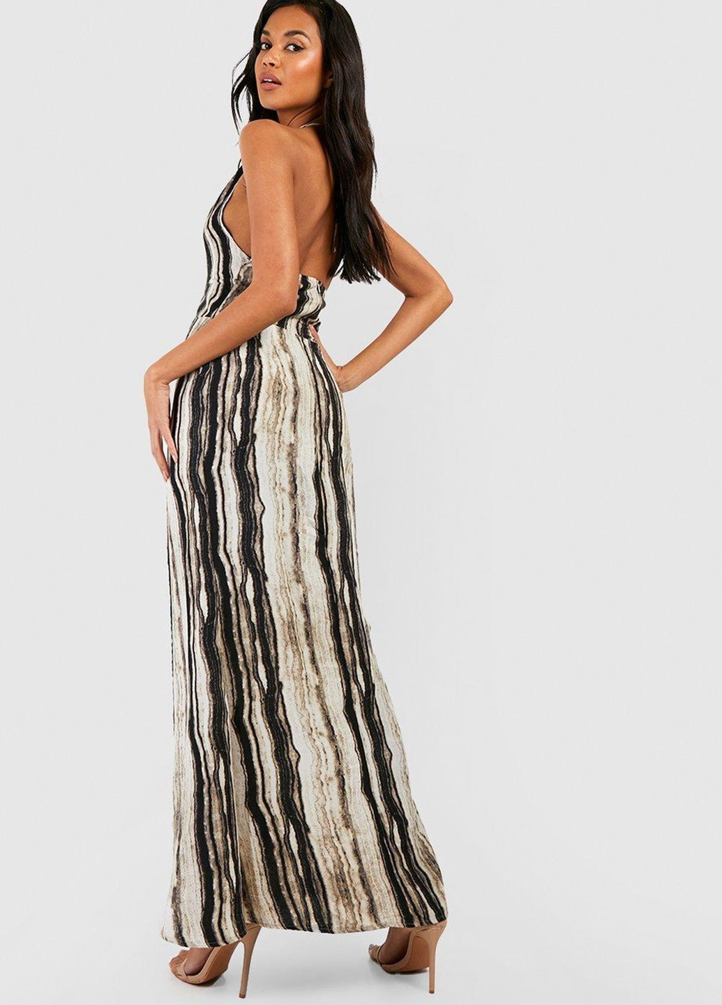 Комбинированное кэжуал платье с открытой спиной Boohoo колор блок