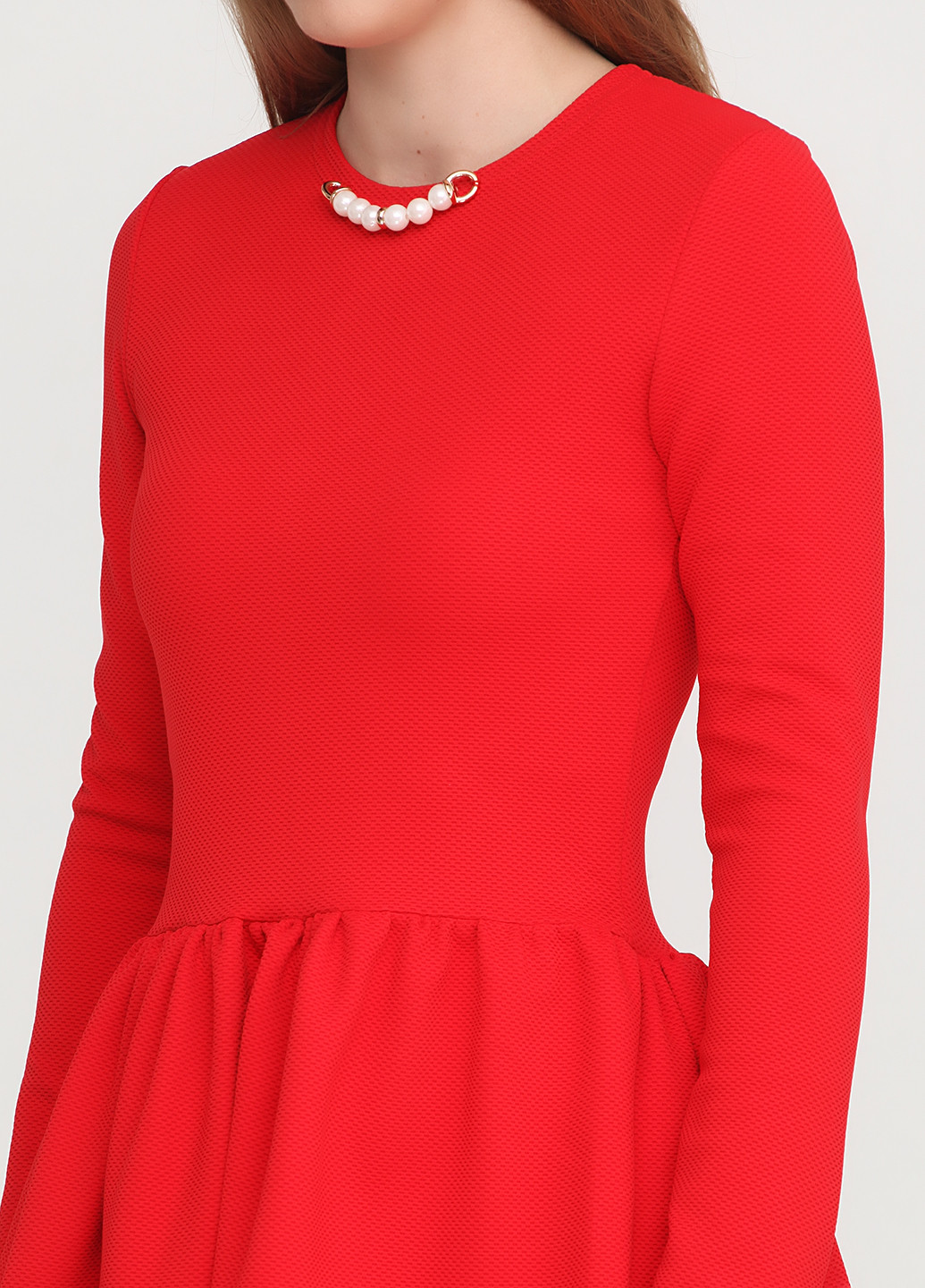 Червона коктейльна плаття, сукня міді Modna Anka однотонна