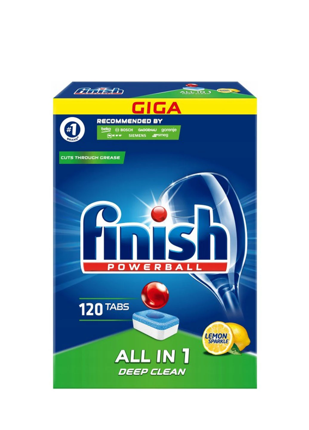 Таблетки для посудомоечной машины POWERBALL All in 1 Lemon, 120 шт Finish (254110567)