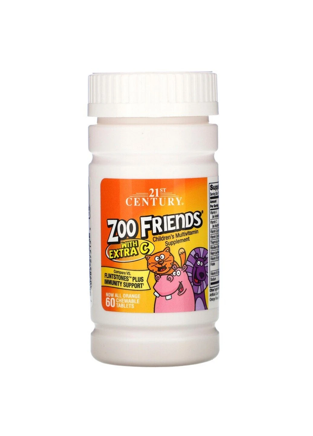 Вітаміни для дітей Zoo Friends with Extra C 60 таблеток 21st Century (255409033)