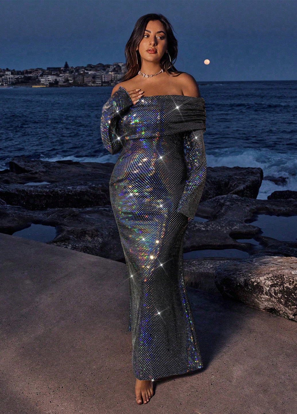 Черное вечернее платье годе SHEIN однотонное