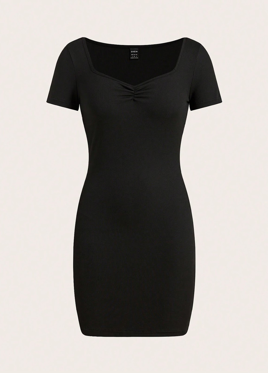 Черное кэжуал платье платье-футболка, силуэтная SHEIN однотонное