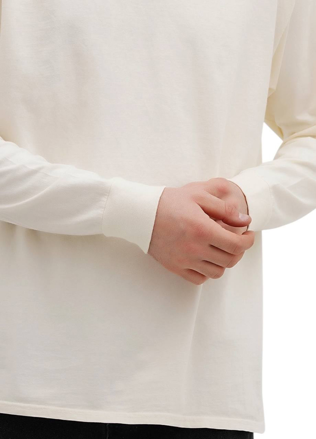 Лонгслів Blue 84 однотонний айворі кежуали трикотаж, бавовна