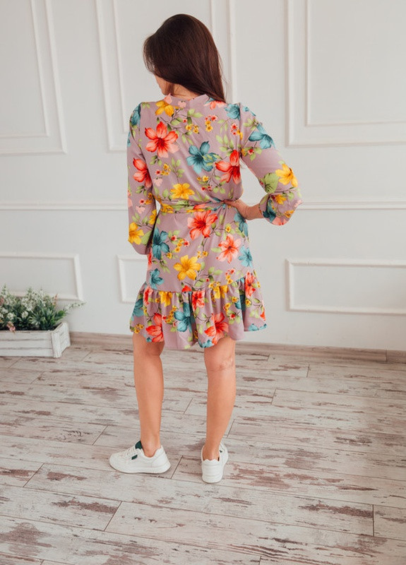 Темно-лілова кежуал сукня Lace Look з квітковим принтом