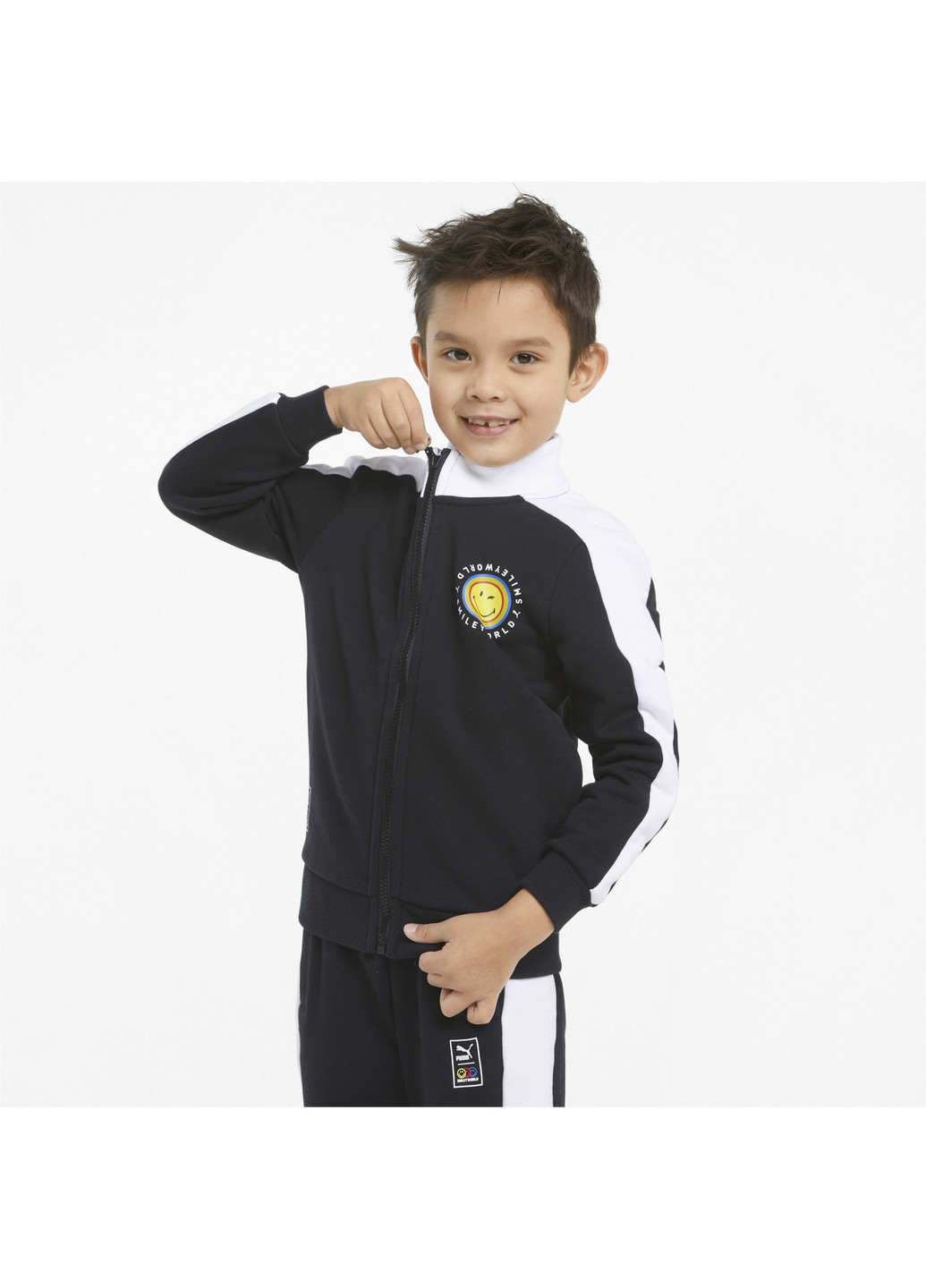 Черная демисезонная детская олимпийка x smileyworld t7 kids' track jacket Puma