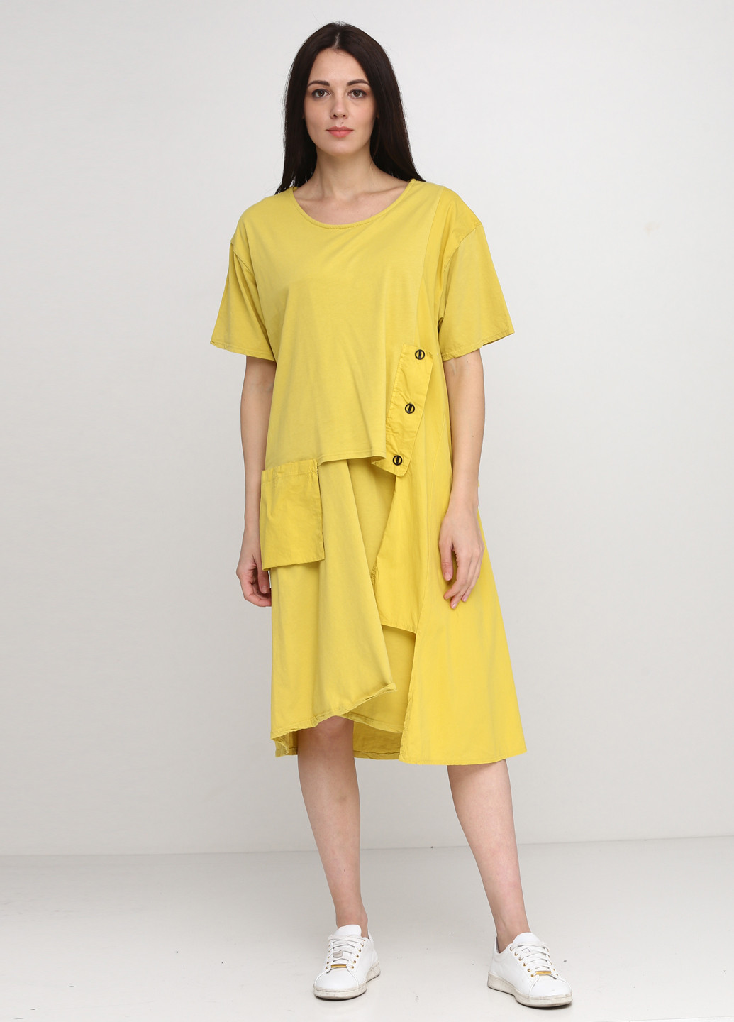 Желтое кэжуал платье Stella Milani однотонное