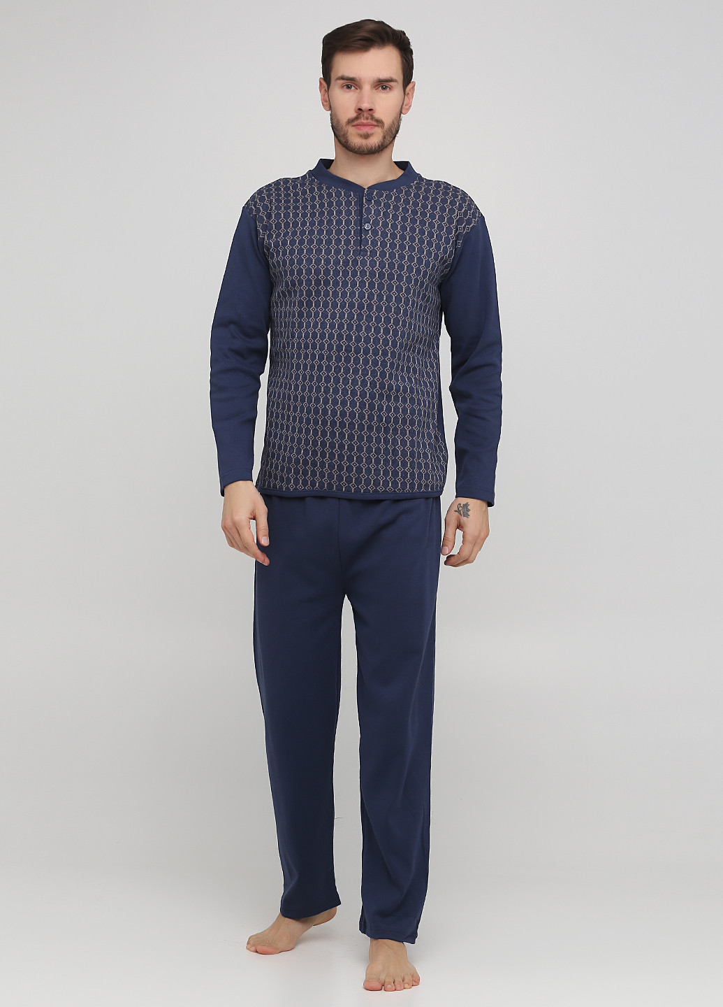 Темно-синій демісезонний комплект щільний (лонгслів, штани) Rimoli Pijama