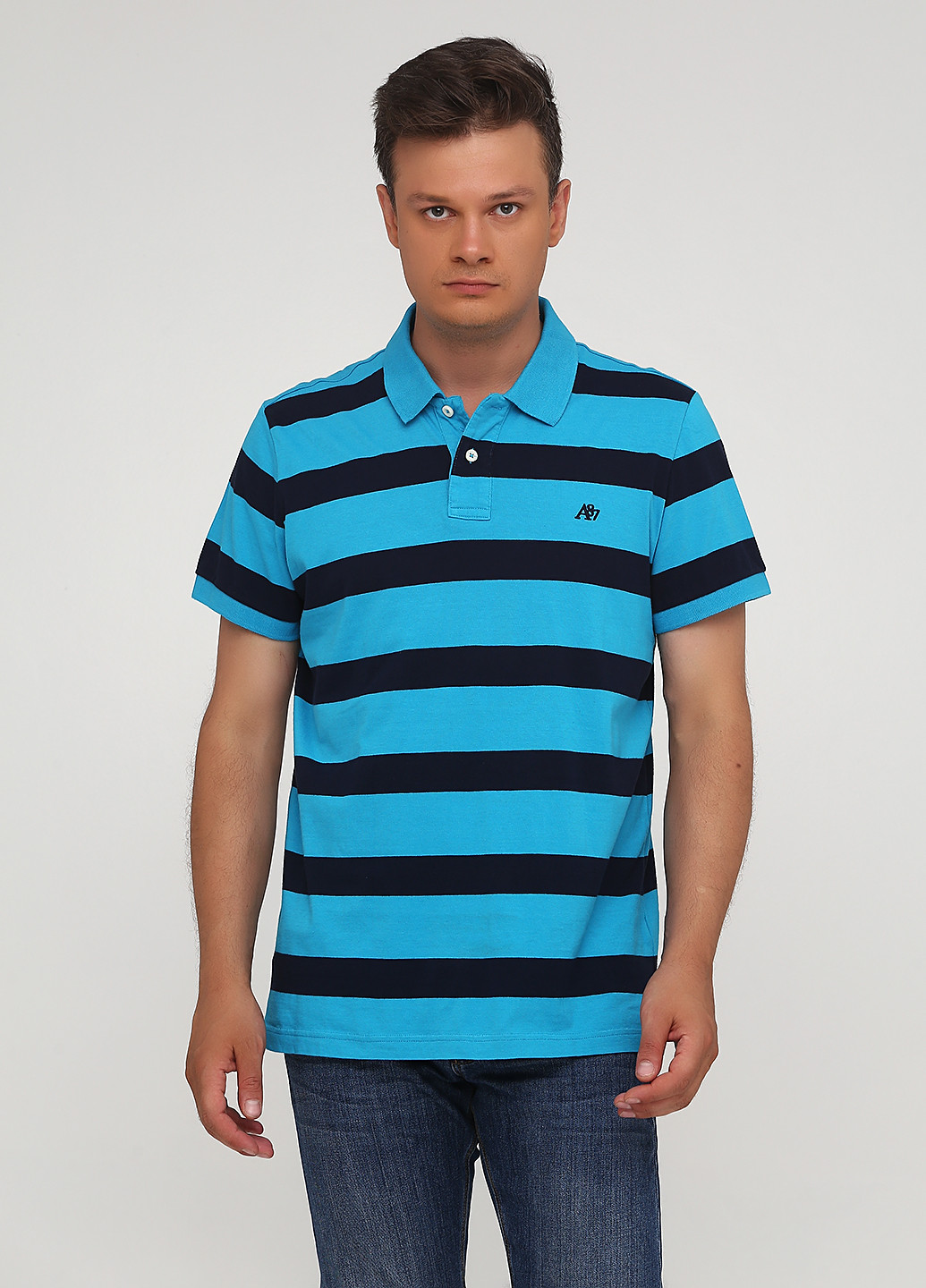 Темно-голубой футболка-поло для мужчин Aeropostale в полоску