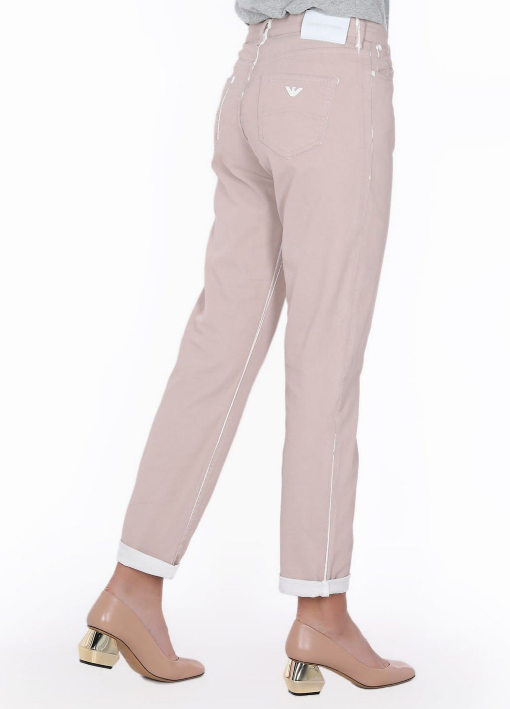 Светло-розовые кэжуал демисезонные прямые брюки Emporio Armani