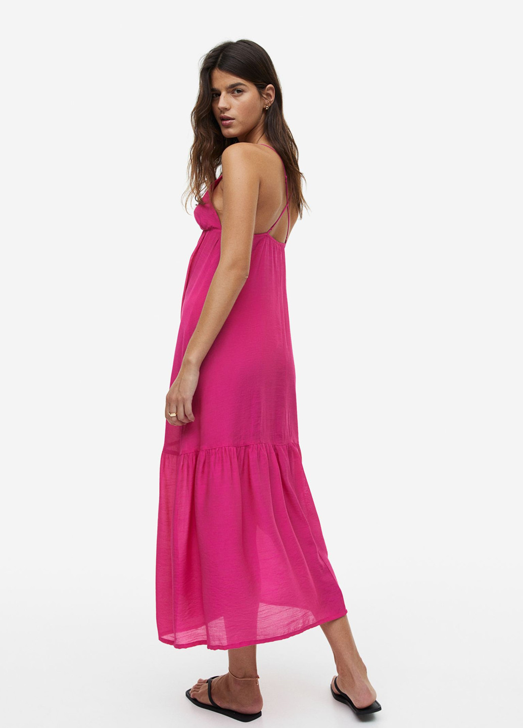 Рожева кежуал сукня в стилі армпір H&M однотонна