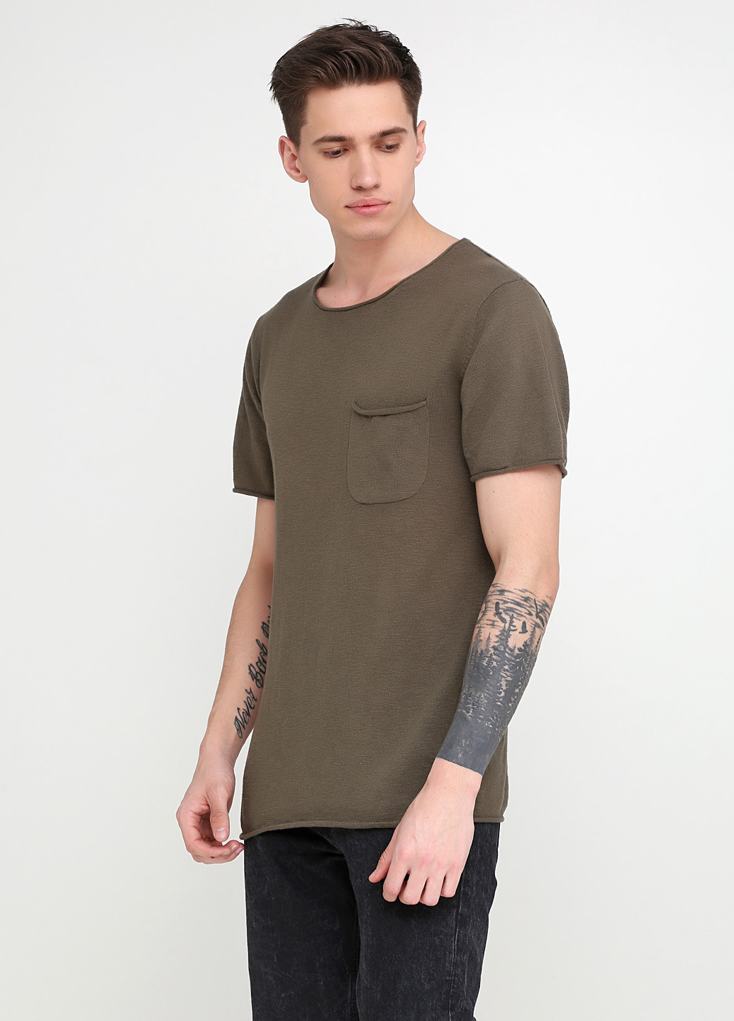 Хакі (оливкова) футболка з коротким рукавом H&M