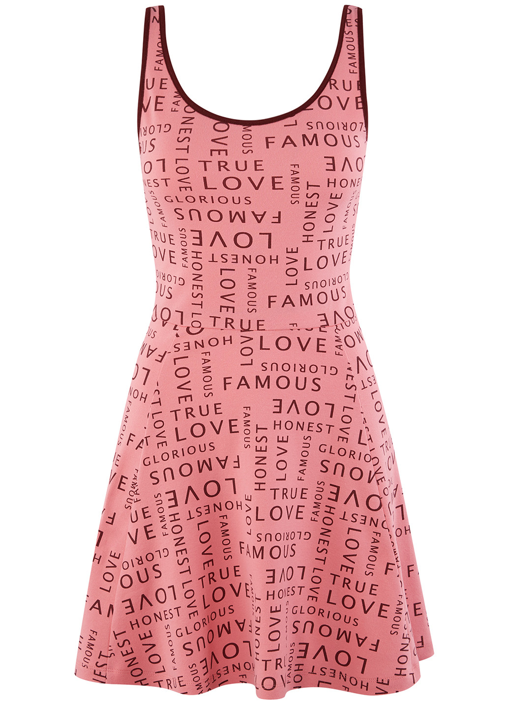 Розовое кэжуал платье Oodji с надписью