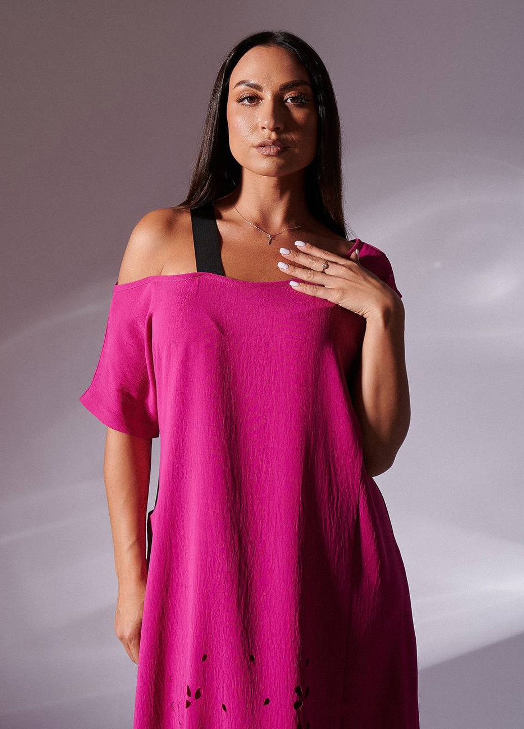 Малинова кежуал сукня оверсайз LibeAmore однотонна